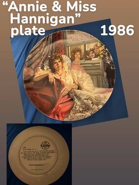 Annie & Miss Hannigan Collectible Plate - Red, Cream, Brown